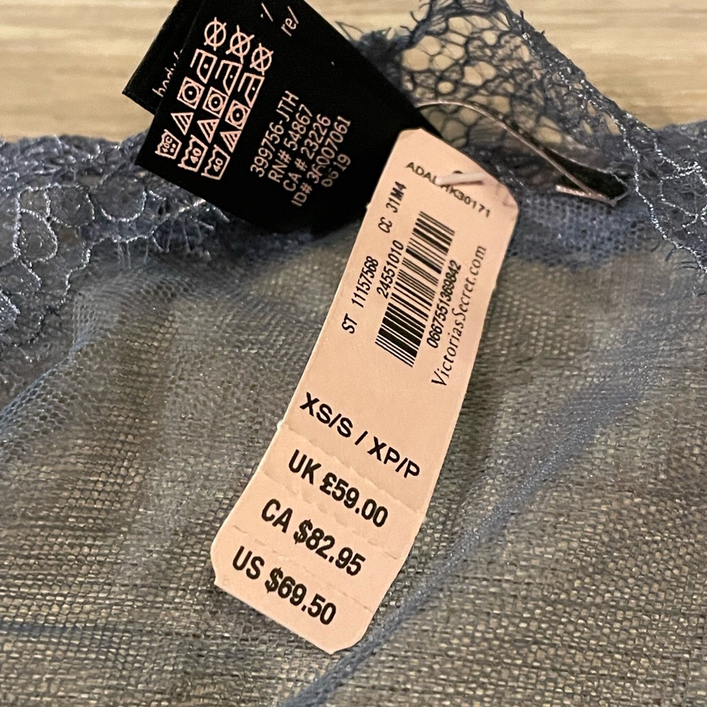 Victoria's Secret sheer mesh and lace robe xs NWT denim blue - Picture 3 of 3